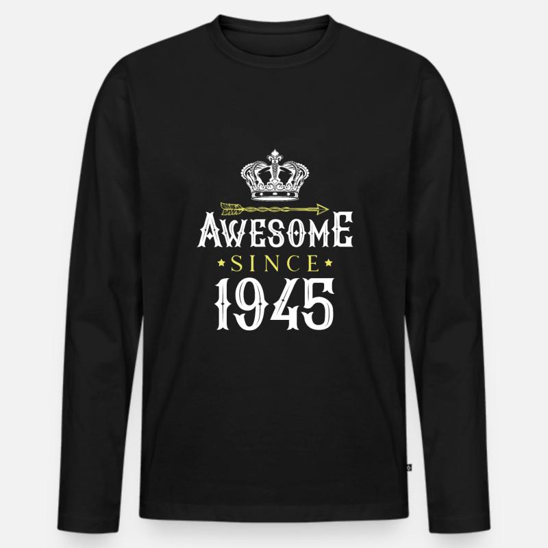 1945 awesome since - Männer Premium Bio Langarmshirt - Schwarz