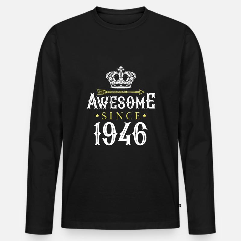 1946 awesome since - Männer Premium Bio Langarmshirt - Schwarz