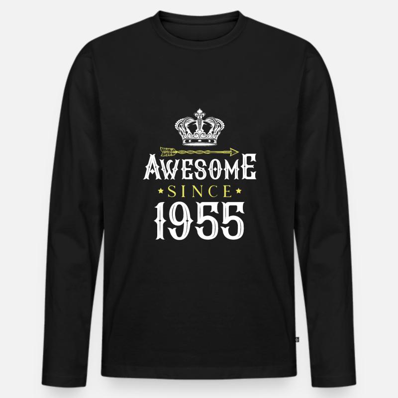 1955 awesome since - Männer Premium Bio Langarmshirt - Schwarz