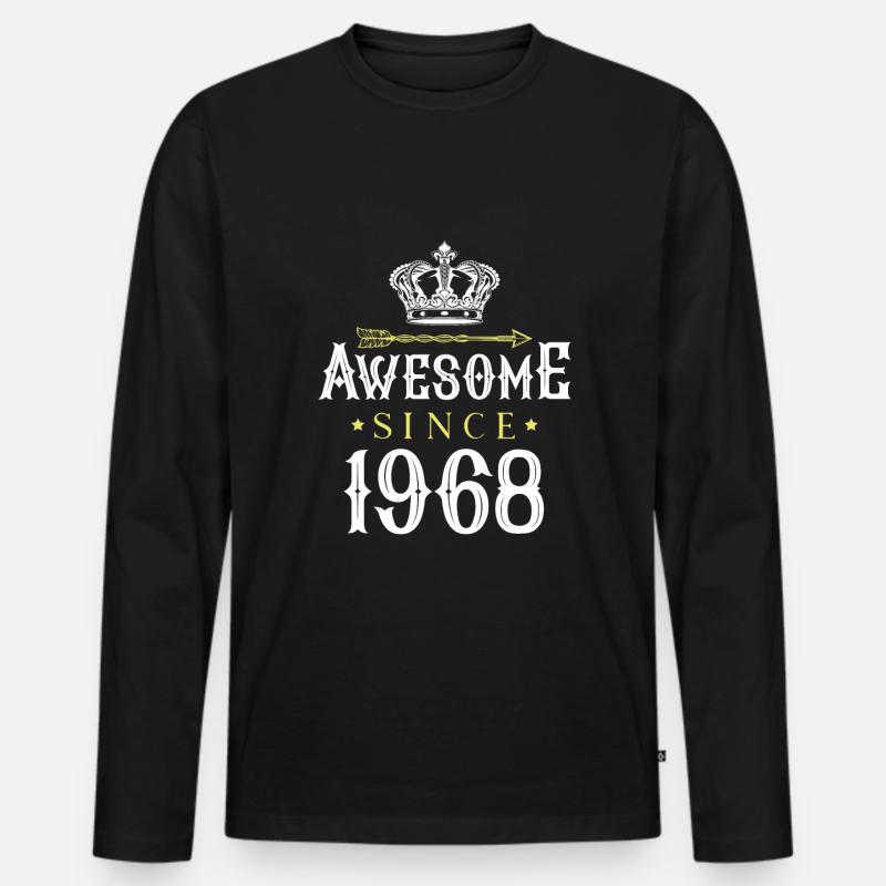 1968 awesome since - Männer Premium Bio Langarmshirt - Schwarz