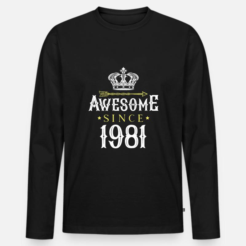 1981 awesome since - Männer Premium Bio Langarmshirt - Schwarz