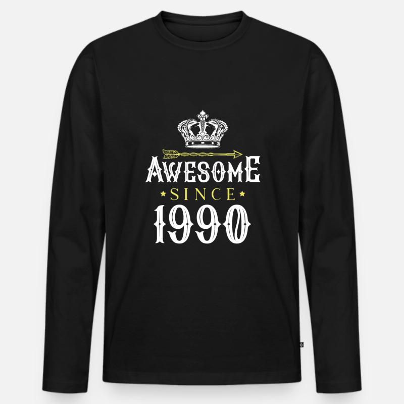1990 awesome since - Männer Premium Bio Langarmshirt - Schwarz