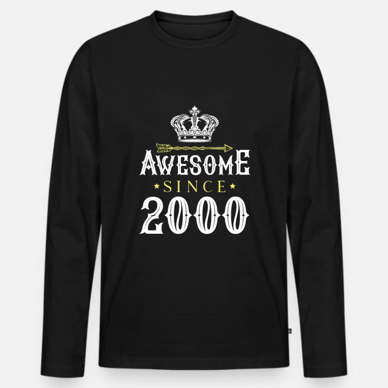 2000 awesome since - Männer Premium Bio Langarmshirt - Schwarz