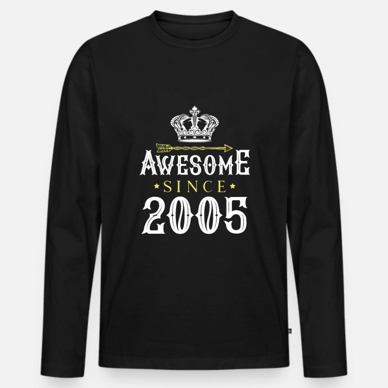2005 awesome since - Männer Premium Bio Langarmshirt - Schwarz