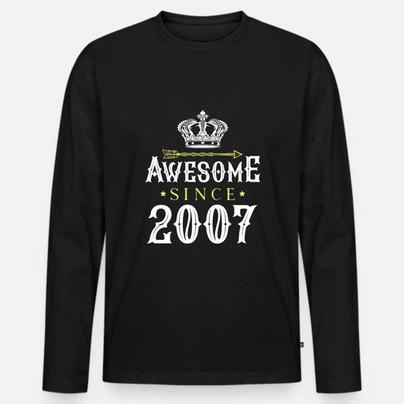 2007 awesome since - Männer Premium Bio Langarmshirt - Schwarz