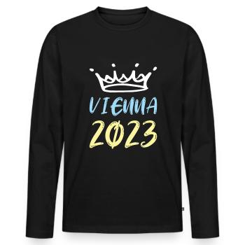 Vienne 2023 Vienne - T-shirt manches longues Premium bio Homme - noir - Devant - Nico (187cm)