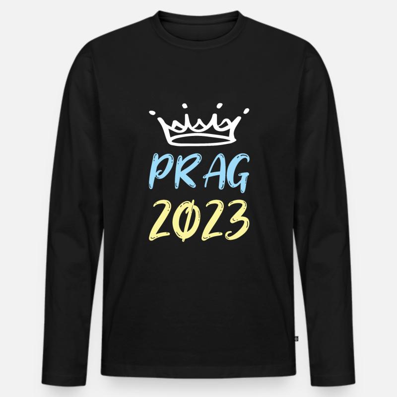 Prag 2023 - Männer Premium Bio Langarmshirt - Schwarz