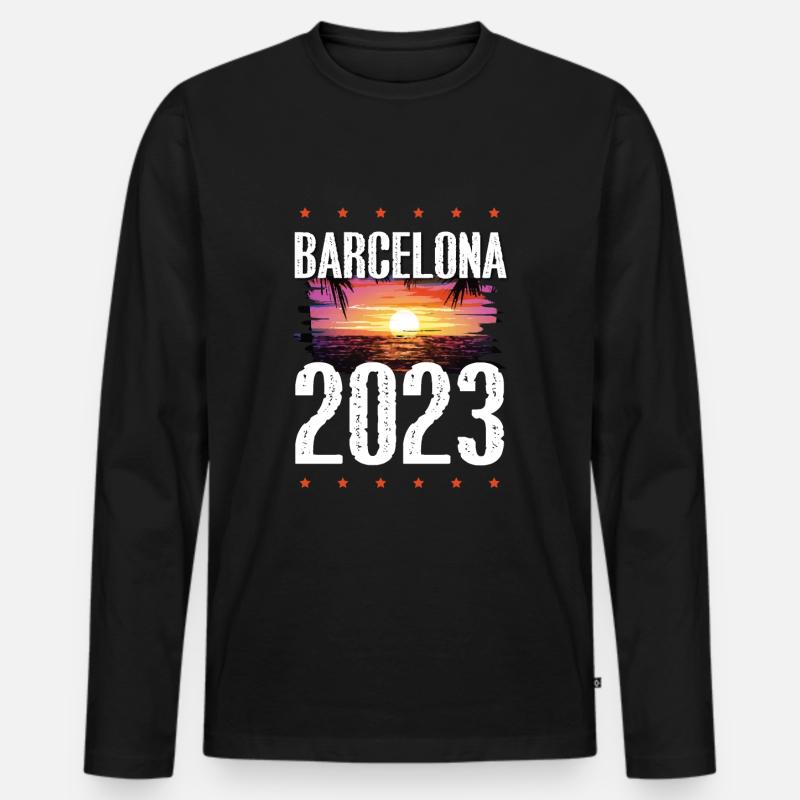 Barcelona 2023 - Männer Premium Bio Langarmshirt - Schwarz