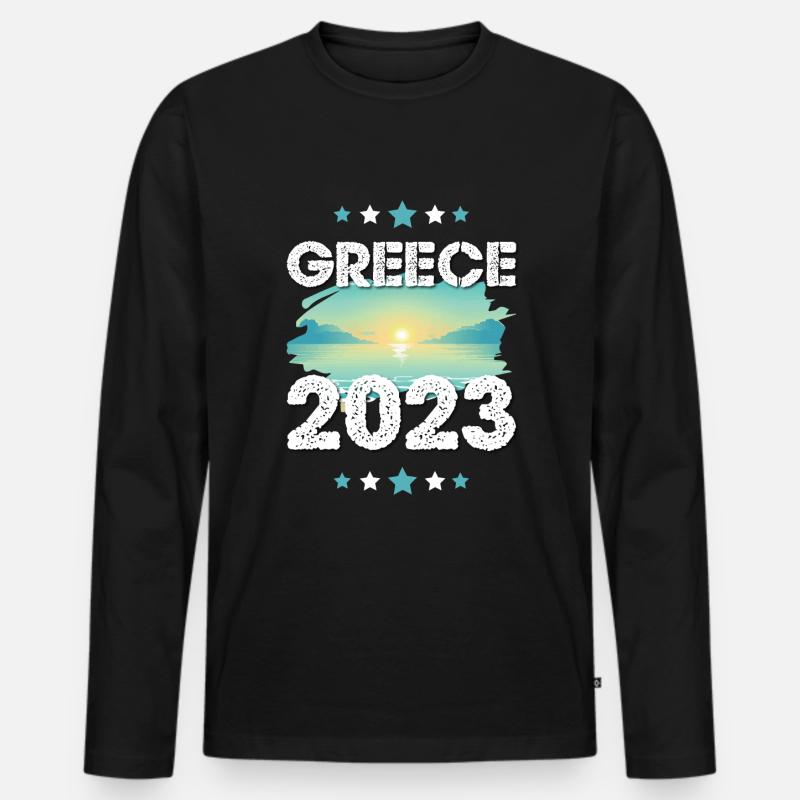 Greece 2023 - Männer Premium Bio Langarmshirt - Schwarz