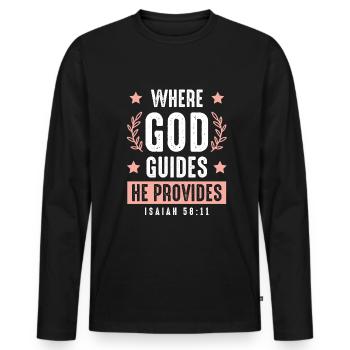 God directs the Bible - Men's Premium Organic Long Sleeve Shirt - black - Front - Nico (187cm)
