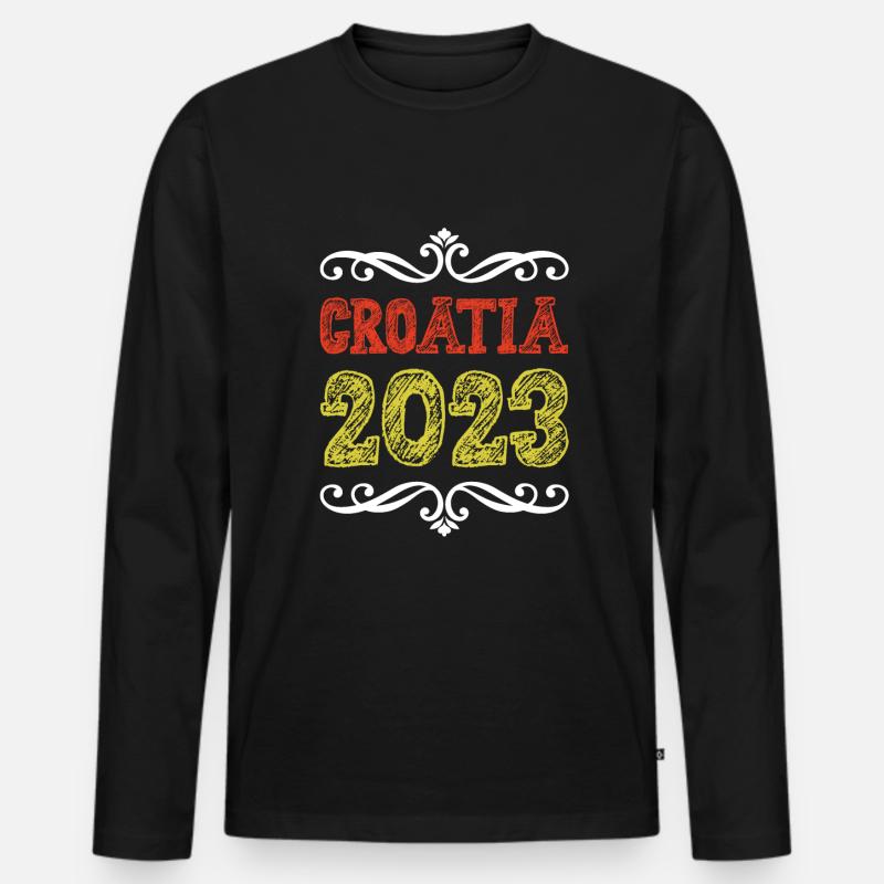 Croatia 2023 - Männer Premium Bio Langarmshirt - Schwarz