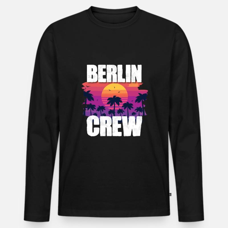 Berlin Urlaub - Männer Premium Bio Langarmshirt - Schwarz