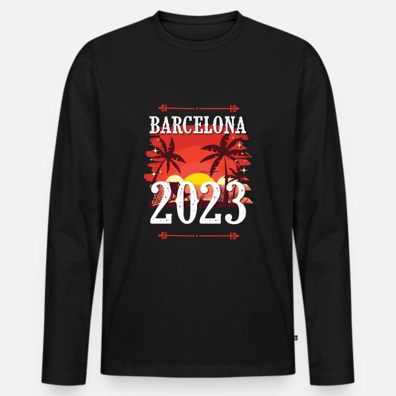 Barcelona 2023 - Männer Premium Bio Langarmshirt - Schwarz