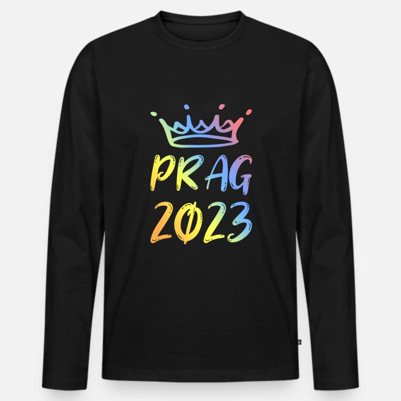 Prag 2023 - Männer Premium Bio Langarmshirt - Schwarz