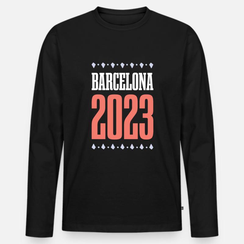Barcelona 2023 - Männer Premium Bio Langarmshirt - Schwarz
