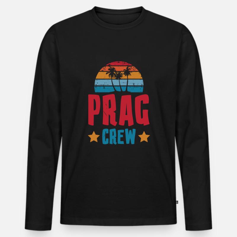 Prag Crew - Männer Premium Bio Langarmshirt - Schwarz