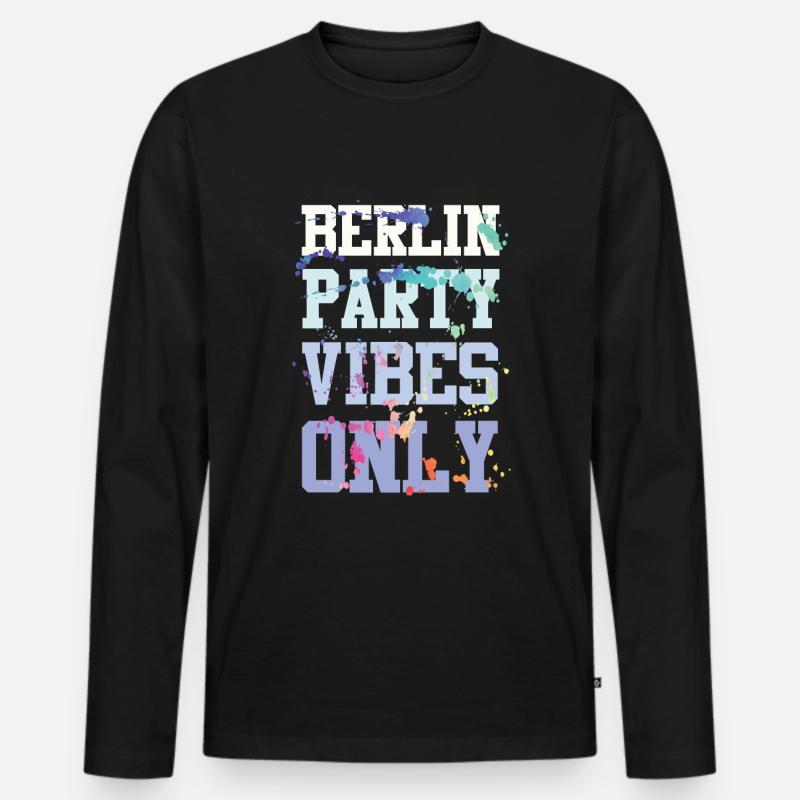 Berlin Party Vibes - Männer Premium Bio Langarmshirt - Schwarz