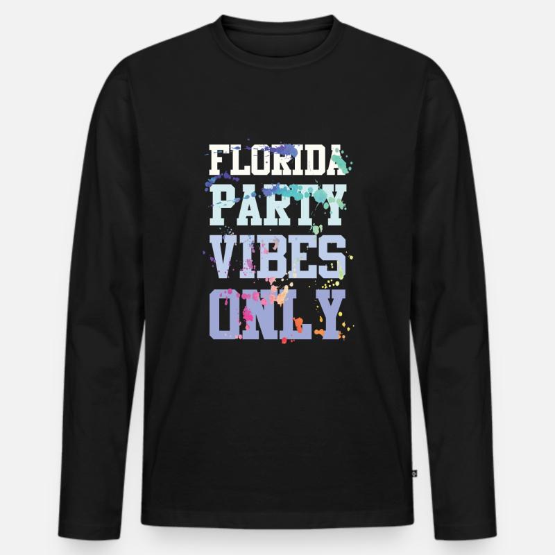 Florida Party Vibes - Männer Premium Bio Langarmshirt - Schwarz