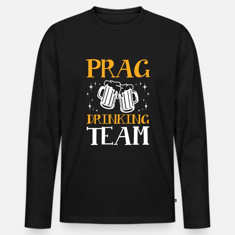 Prag Drinking Team - Männer Premium Bio Langarmshirt - Schwarz