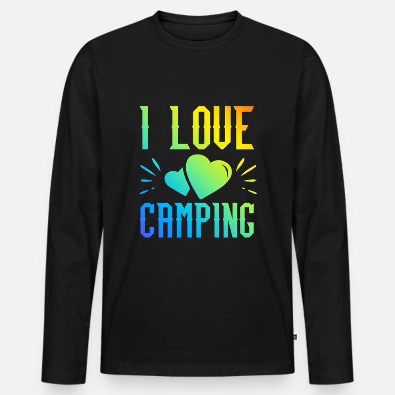 Ich liebe Camping - Männer Premium Bio Langarmshirt - Schwarz