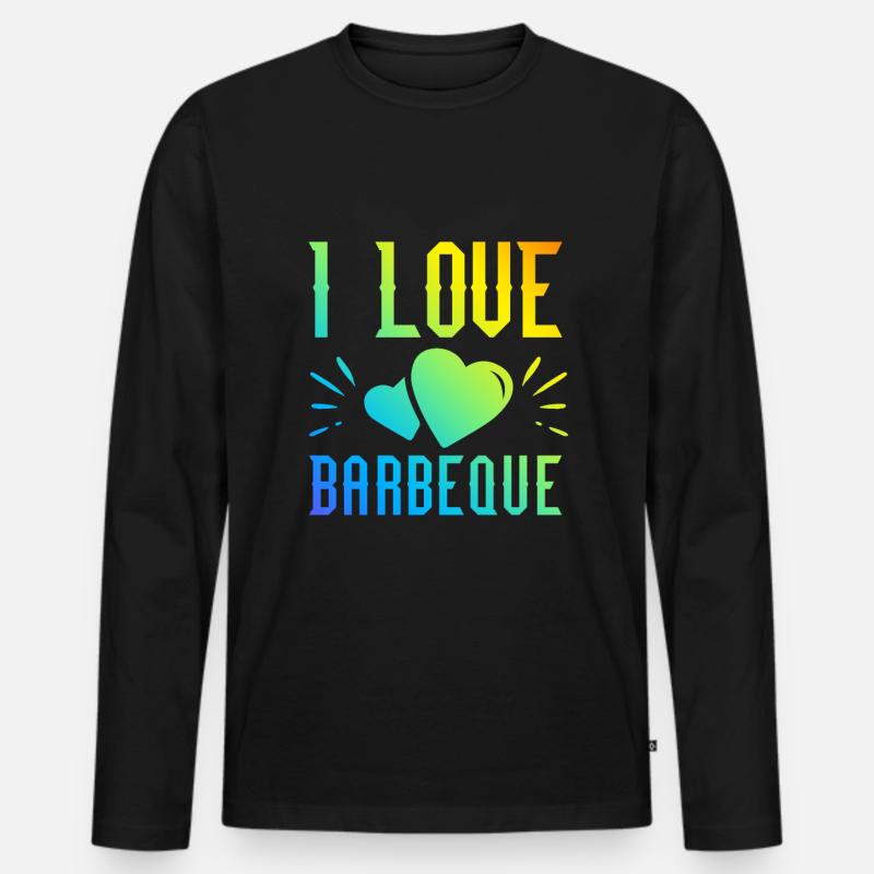Ich liebe Barbeque - Männer Premium Bio Langarmshirt - Schwarz