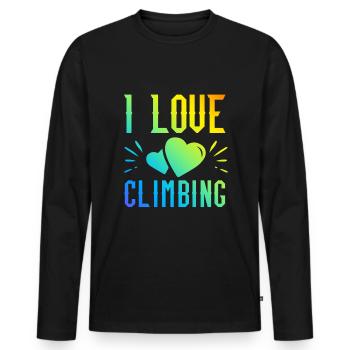 Ich liebe Klettern - Männer Premium Bio Langarmshirt - Schwarz - Vorne - Nico (187cm)