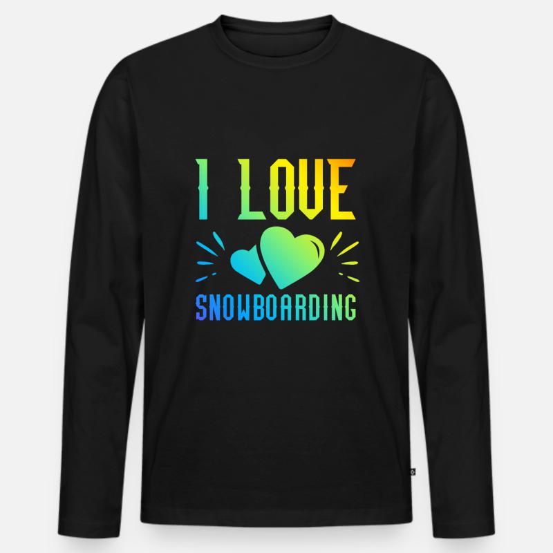 Ich liebe Snowboarding - Männer Premium Bio Langarmshirt - Schwarz