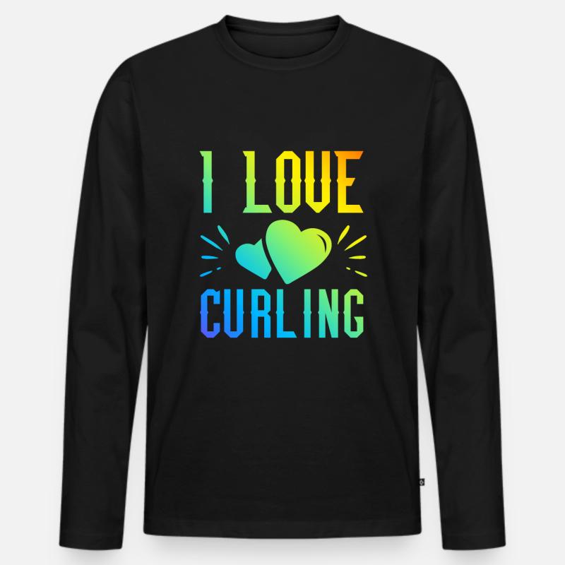 Ich liebe Curling - Männer Premium Bio Langarmshirt - Schwarz