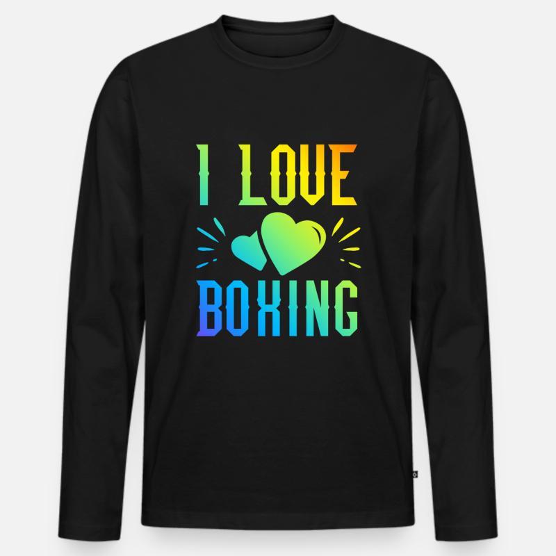 Ich liebe Boxen - Männer Premium Bio Langarmshirt - Schwarz