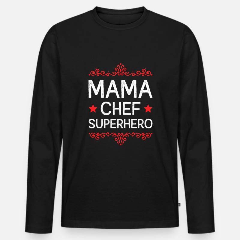 Mama Chef Superheld Mutter - Männer Premium Bio Langarmshirt - Schwarz