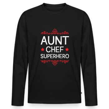 Aunt Superhero - Men's Premium Organic Long Sleeve Shirt - black - Front - Nico (187cm)