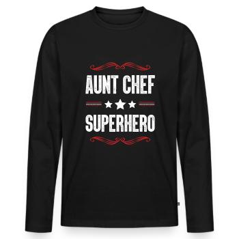 Aunt Superhero - Men's Premium Organic Long Sleeve Shirt - black - Front - Nico (187cm)