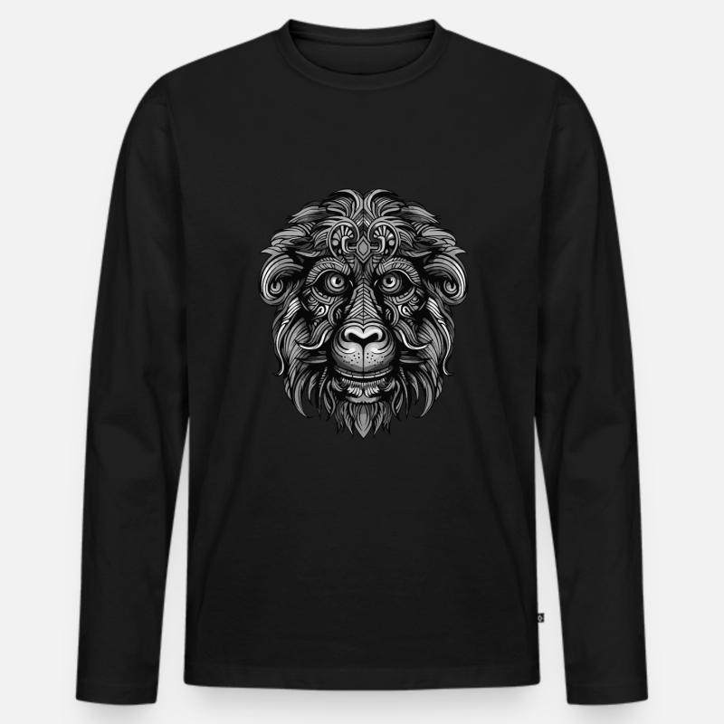 Affe Portrait - Männer Premium Bio Langarmshirt - Schwarz