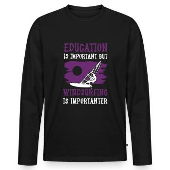 bildung windsurfen - Männer Premium Bio Langarmshirt - Schwarz - Vorne - Nico (187cm)