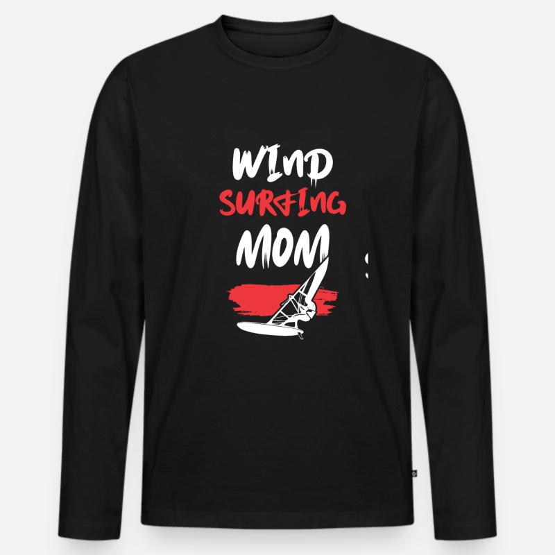 windsurfen mama - Männer Premium Bio Langarmshirt - Schwarz