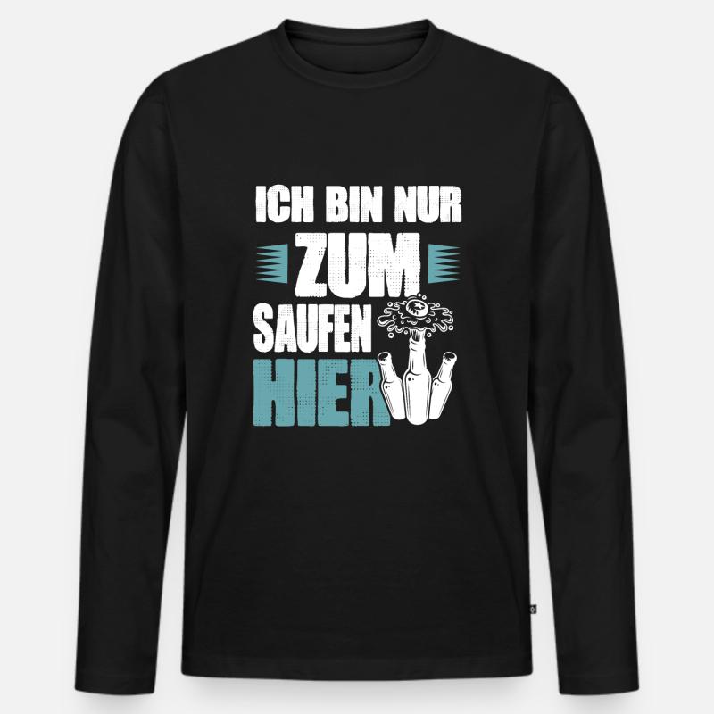 bier saufen - Männer Premium Bio Langarmshirt - Schwarz