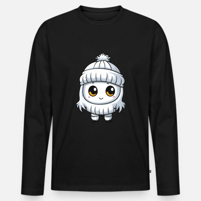 Winter Eskimo Comic Niedlich - Männer Premium Bio Langarmshirt - Schwarz