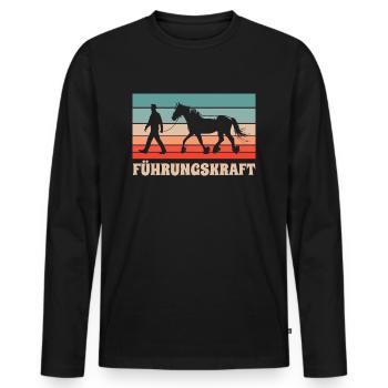 Führungskraft Pferd Reiten Geschenkidee Humor - Männer Premium Bio Langarmshirt - Schwarz - Vorne - Nico (187cm)