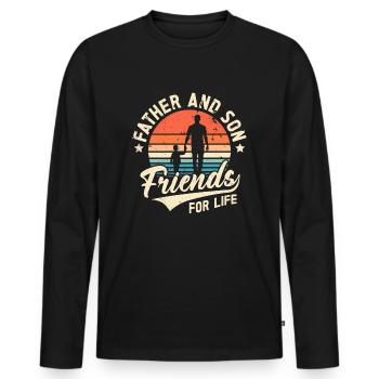 Papa et fils amis pour la vie - T-shirt manches longues Premium bio Homme - noir - Devant - Nico (187cm)