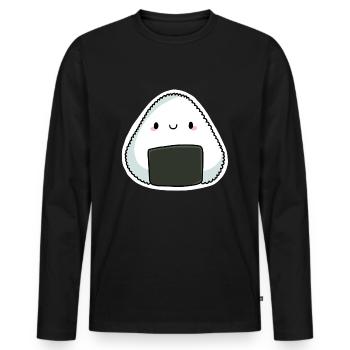 Chibi onigiri - T-shirt manches longues Premium bio Homme - noir - Devant - Nico (187cm)
