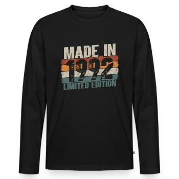 Née en 1992 né 29 anniversaire cadeau - T-shirt manches longues Premium bio Homme - noir - Devant - Nico (187cm)