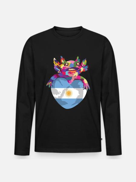 Argentine Drapeau Amérique du Sud Drapeau argentin - T-shirt manches longues Premium bio Homme - noir