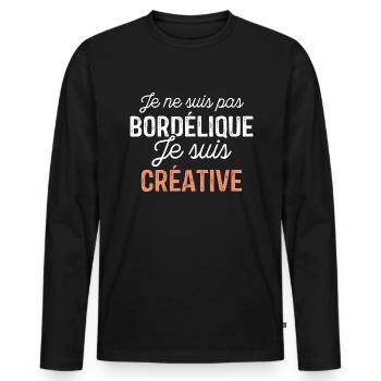 Je ne suis pas bordélique je suis créative - T-shirt manches longues Premium bio Homme - noir - Devant - Nico (187cm)