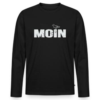 Moin Norddeutschland Plattdeutsch Geschenkidee - Männer Premium Bio Langarmshirt - Schwarz - Vorne - Nico (187cm)
