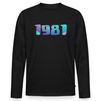 Geburtstagsgeschenk 1981 Jahrgang 1981 Retro 1981 - Männer Premium Bio Langarmshirt - Schwarz - Vorne - Nico (187cm)