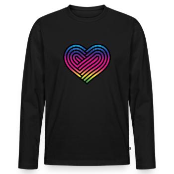 Rainbow Heart Homosexuality LGBT Love - Men's Premium Organic Long Sleeve Shirt - black - Front - Nico (187cm)