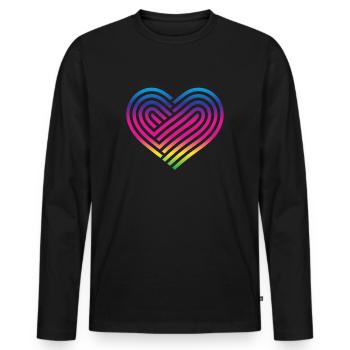 Rainbow Heart Homosexuality LGBT Love - Men's Premium Organic Long Sleeve Shirt - black - Front - Nico (187cm)