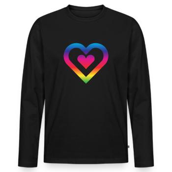Rainbow Heart Homosexuality LGBT Love - Men's Premium Organic Long Sleeve Shirt - black - Front - Nico (187cm)
