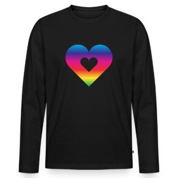 Rainbow Heart Homosexuality LGBT Love - Men's Premium Organic Long Sleeve Shirt - black - Front - Nico (187cm)