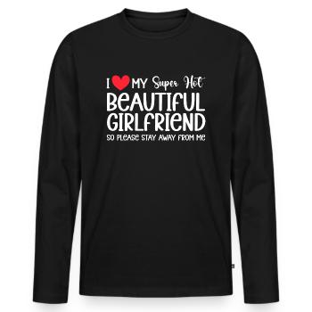 J’aime ma copine Couple Idée cadeau petit ami - T-shirt manches longues Premium bio Homme - noir - Devant - Nico (187cm)